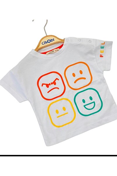 Çikoby Baby Boy Face Printed Cotton T-shirt