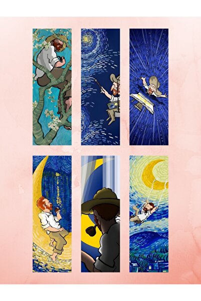 tsugame Özel Tasarım Van Gogh Kitap Ayraçları Hediyelik Ayraç 6'lı set