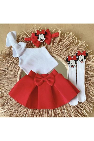 Kokosh kidss Girl's minie mouse skirt crop set