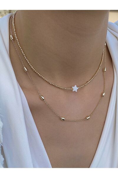 takıtarzım قلادة من سلسلة ذهبية على شكل نجمة دورية