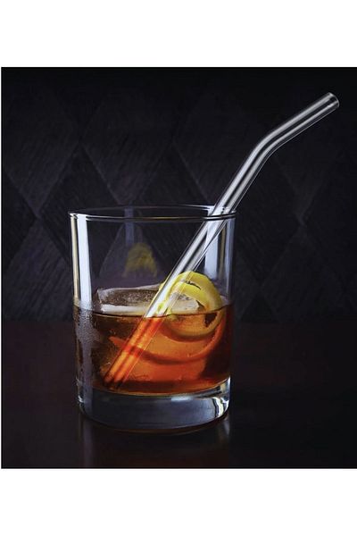 M Mimoza Park 12 Pieces Heat Resistant Glass Inclined Straws