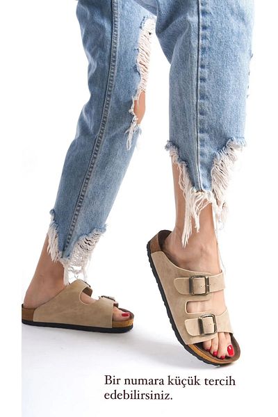 innsteal Beige Slippers - Comfortable Fit, Poly Sole, Double Buckle