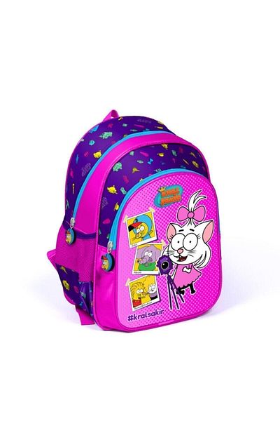 Yaygan Çanta Girl's Pink King Şakir Canan Character Two Compartment Primary School Bag 33104
