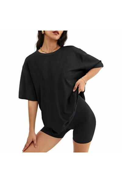 THE WHITE Μαύρο γυναικείο μπλουζάκι Oversize