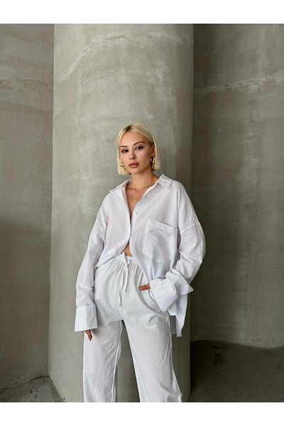 Somut istanbul Linen 2 Piece Set - Long Sleeve Shirt and Trousers