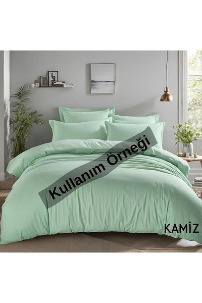KAMİZ Mint Green Duvet Cover Fabric - Sheet Holder, Width:240 Cm
