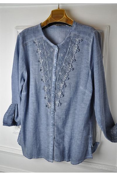 elma abone Cămașă scurtă de in - Plus Size