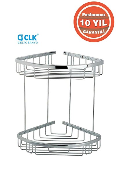 ÇELİK BANYO Paslanmaz Pirinç Zerrin 2'li 18*18 Cm Şampuanlık Banyo Rafı