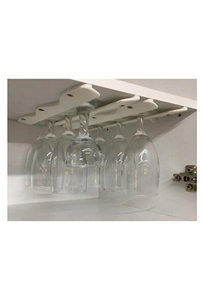 Genel Markalar Modern Şarap Bardağı - Kadeh Raf Altı Askı Beyaz Renk İskandinav