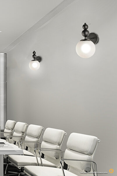 burenze Modern Beyaz Glop Camlı Pilli Aplik 1 ADET Tak Çalıştır Aç Kapa Butonlu Kablosuz Eskitme Gold Sarı