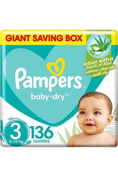 Pampers Pampers Aloe Vera, Size 3, Midi, 6-10kg, Giant Saving Box, 136 Taped Diapers