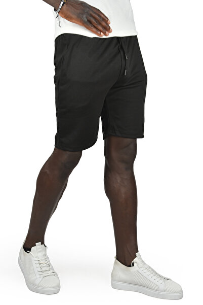 DeepSEA Black Men's Pique Combed Cotton Shorts - Elastic Waist, Lace-up, Lycra2402391