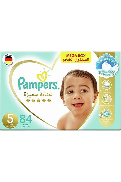 Pampers Premium Care Diapers Size 5 Junior 11-16 kg Mega Box 84 ct