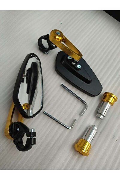 setmoto Gıdon Topuz Yan Ayna - Gold Sarı Renk - Beyaz Cam