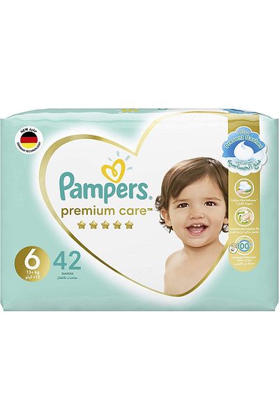 Pampers Pampers Premium Care, Size 6, Large, 13+kg, Jumbo Pack, 42 Taped Diapers