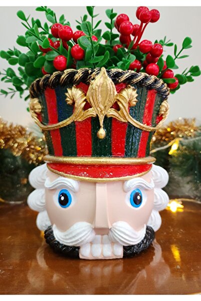 Ella's Design Studio Kurşun Asker Saksı Biblo, Fındıkkıran Heykeli, Yeni Yıl Hediyesi, Yılbaşı Aksesuarları, Çap 20cm