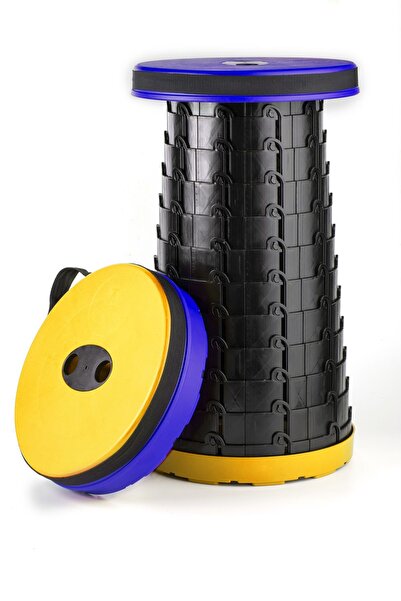 oturax Katlanır Taşınabilir Tabure 150kg Taşıma Kapasitesi Sarı-Lacivert