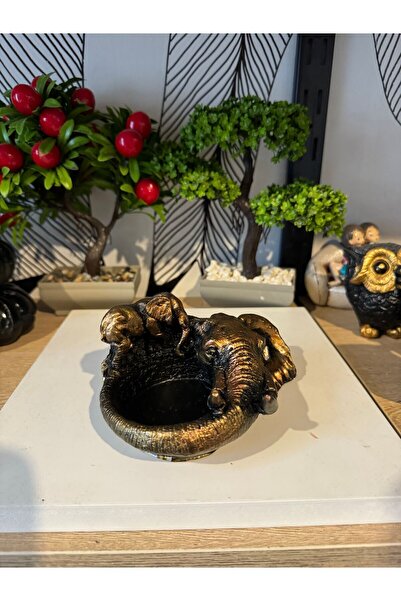 Atak Hediyelik Dekoratif fil yavrulu mini tabak polyester