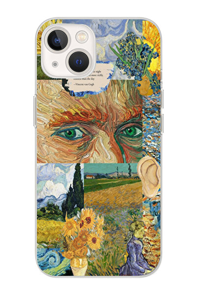 moonset Iphone 13 Uyumlu Van Gogh Tasarımlı Baskılı Şeffaf Telefon Kılıfı