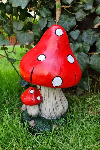 Ella's Design Studio Yavrulu Mantar Bahçe Heykeli, Bahçe Dekorasyonu, Yazlık ...