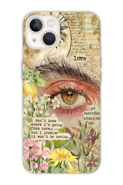 moonset Iphone 13 Uyumlu Göz Tasarımlı Baskılı Şeffaf Telefon Kılıfı