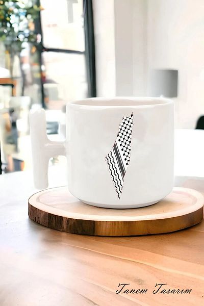 Tanem Tasarım Designed Printed Palestine T Mug Cup - Gaza and Küdüs Mug Cup Mescid-i Aksa