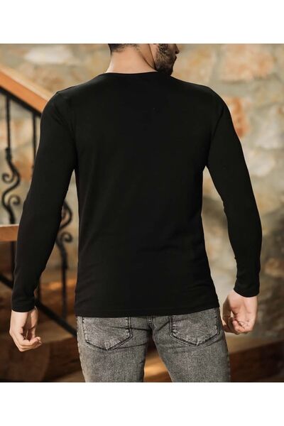 Generic Brand Men's Black Slim Fit Crew Neck Basic Long Sleeve T-shirt
