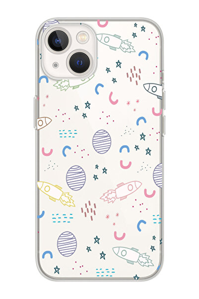 moonset Iphone 15 Plus Uyumlu Uzay Tasarımlı Baskılı Şeffaf Telefon Kılıfı