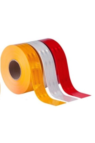 KRCDİJİTAL Reflektif Şerit Bant Reflektör Bal Peteği Desenli Tüvtürk Uyumlu Kırmızı( 5,5 Cm X 5 Mt)