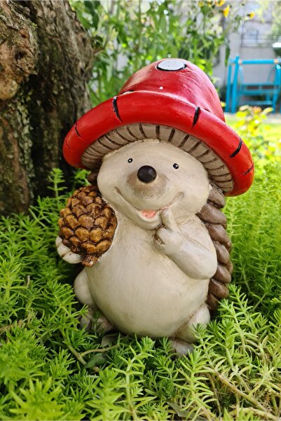 Ella's Design Studio Kozalak Tutan Kirpi Bahçe Heykeli, Bahçe Dekorasyonu, Se...