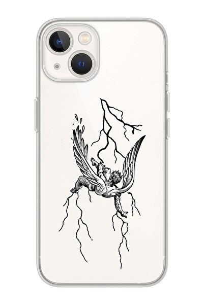 moonset Iphone 13 Mini Uyumlu Yıldırım Tasarımlı Baskılı Şeffaf Telefon Kılıfı