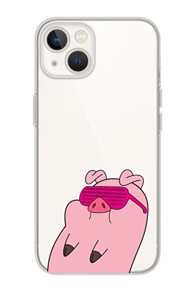moonset Iphone 13 Uyumlu Sevimli Domuz Tasarımlı Baskılı Şeffaf Telefon Kılıfı