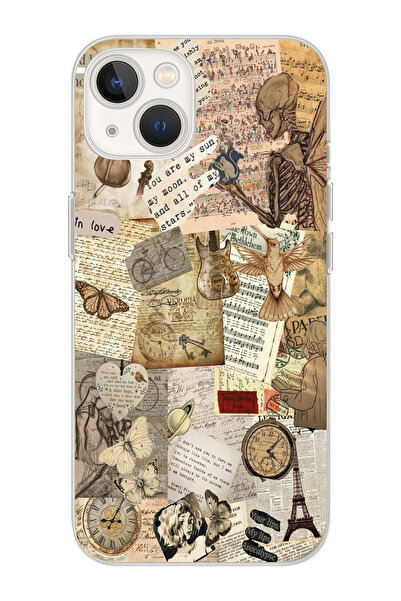 moonset Iphone 15 Uyumlu Vintage Tasarımlı Baskılı Şeffaf Telefon Kılıfı