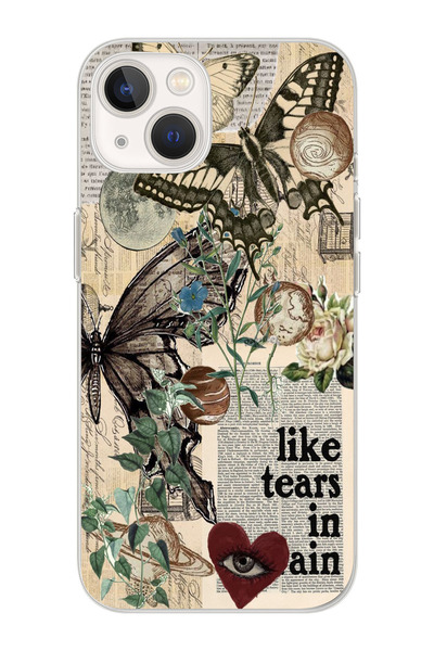 moonset Iphone 15 Plus Uyumlu Like Tears Tasarımlı Baskılı Şeffaf Telefon Kılıfı