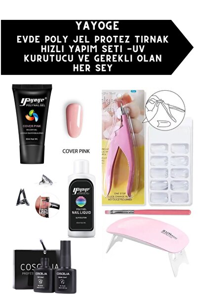YAYOGE Evde Hızlı Poly Jel Uygulama Full Set Uv Kurutucu Dahıl