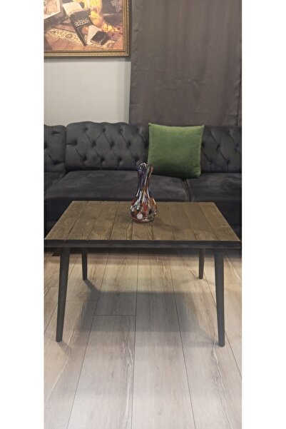 ZMB Ahşap Masif Ağaç Orta Sehpa 50x75 Antik Siyah