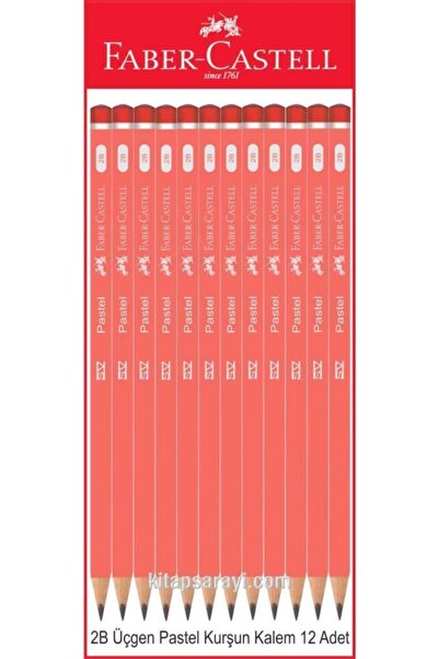 Faber Castell 2b Üçgen Kurşun Kalem Pastel Pembe 12 Adet