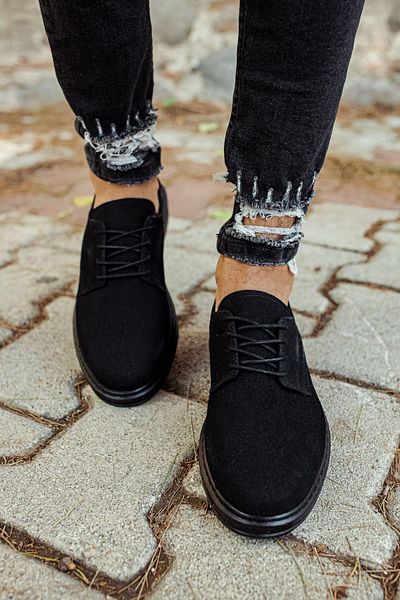 BZ Moda B003 Comoscio Classico - Pantofi pentru bărbați din piele de căprioară cu talpă ortopedică SST negru
