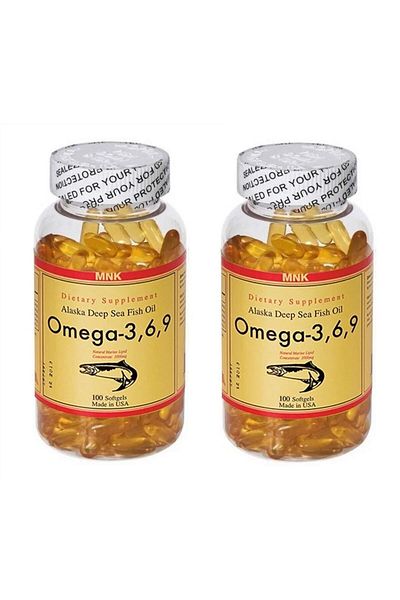 Mnk Omega 3-6-9 Fish Oil - 1000 Mg 2 Boxes Total 200 Softgels Us