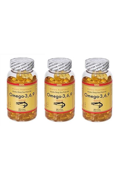 Mnk Omega 3-6-9 Fish Oil - 1000 Mg 3 Boxes Total 300 Softgels Us