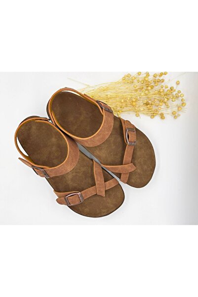 MAGGIO صندل نسائي بلون أسمر - فليب فلوب، إبزيم مزدوج، نعل نوبوك لتقويم العظام