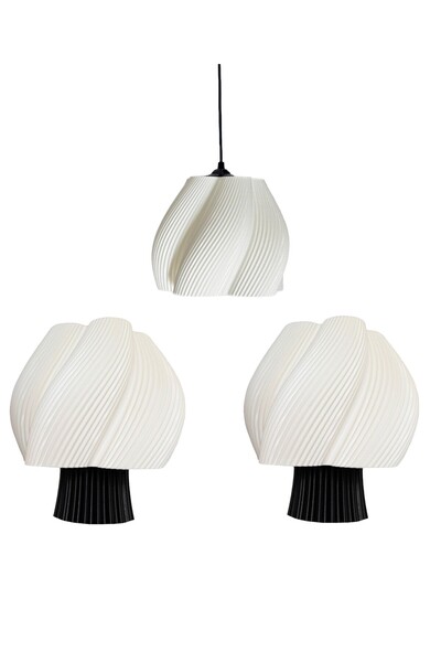 Limon 3D Desing LuminAura Triple Set - Lampshade and Chandelier Bedroom Lighting
