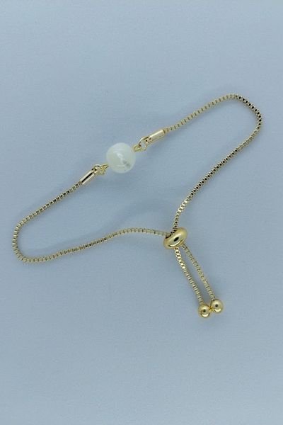 SEVENSLEEPERS Elevator and Adjustable Bracelet - Natural Stone, Mother of Pearl Bead, Gold Color Plated