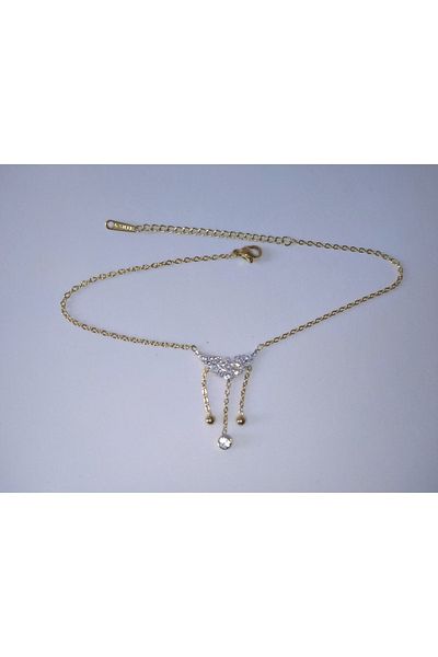 MİRAKSESUAR Angel Detailed Solitaire Steel Chain Anklet