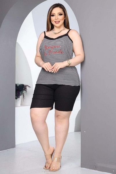 Freeista Black Plus Size Pajama Set