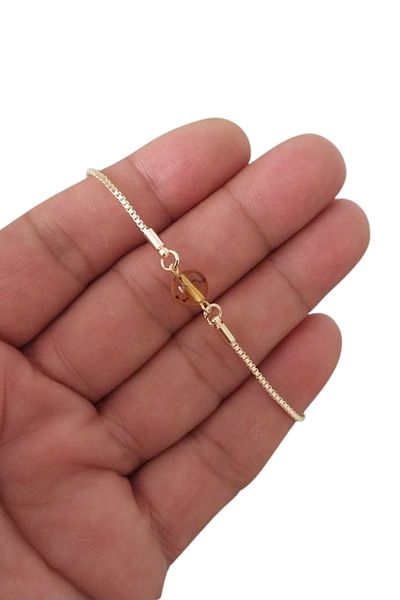 SEVENSLEEPERS Damla Amber - Natural Stone Beaded Elevator Bracelet, Gold Color Plated