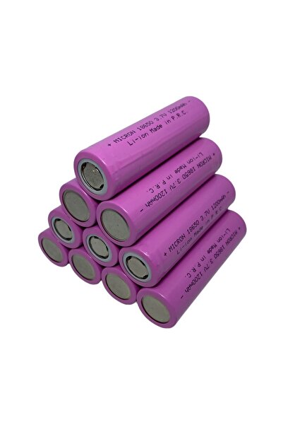 Micron 10 Adet 18650 Lityum Pil (batarya) 1200 Mah (amper) 3.7 V ( Volt) Şarj Edilebilir Başsız Pil