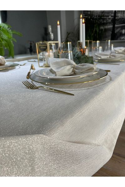 Decamor home Set of 6 Glitter Gold Ecru Napkins