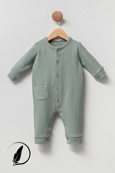 Cassiope Euphoria Boy Baby Boy Booties Jumpsuit Jacquard Knitted 100% Cotton 3-6-9 Months-3 Months - Green