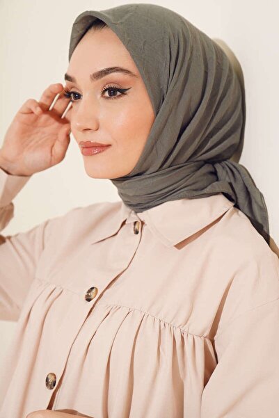 its AY shop Tesettür Kadın Bambu Kraş Cool Gri Eşarp